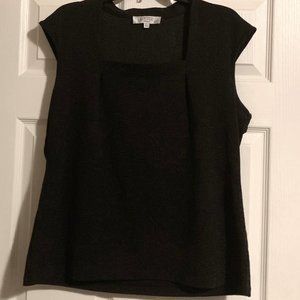 Kasper XL Black Square Neck Sleeveless Career Blouse Like New